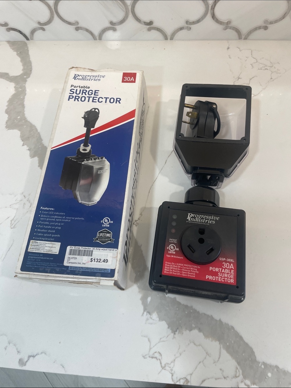 30A Portable Surge Protector - Black for RV